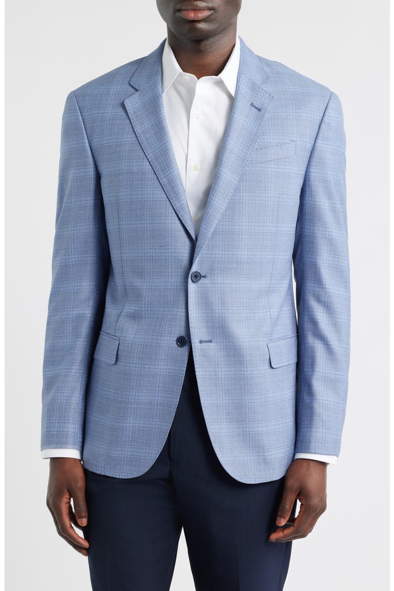 Pale Blue Check Virgin Wool Sport Coat, Main, color, LIGHT BLUE