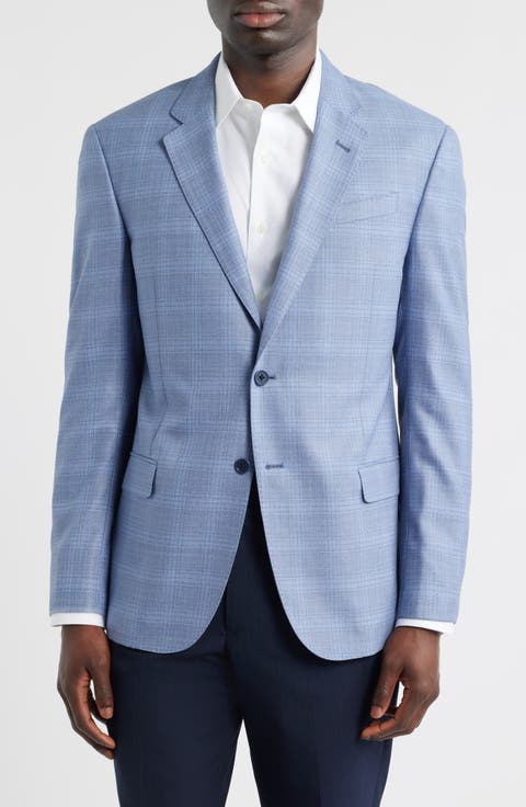 Pale Blue Check Virgin Wool Sport Coat (Regular, Short & Long)