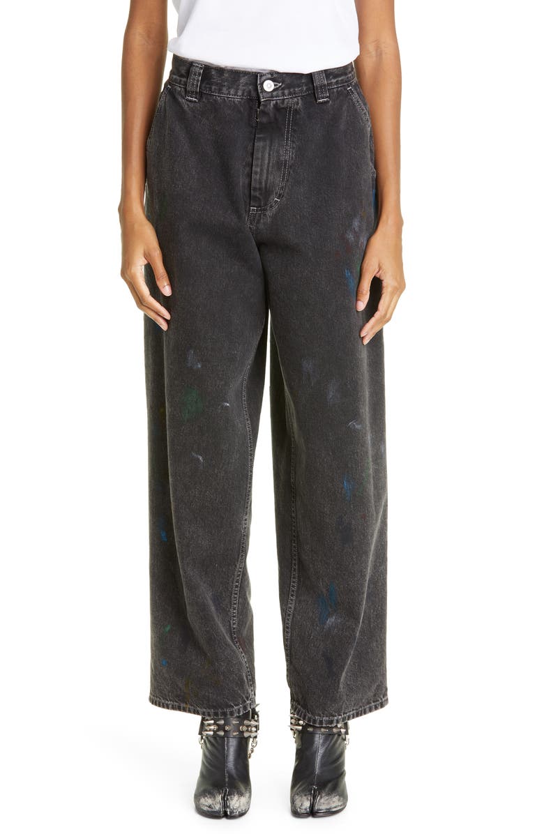 Maison Margiela High Waist Wide Leg Paint Jeans, Main, color, 
