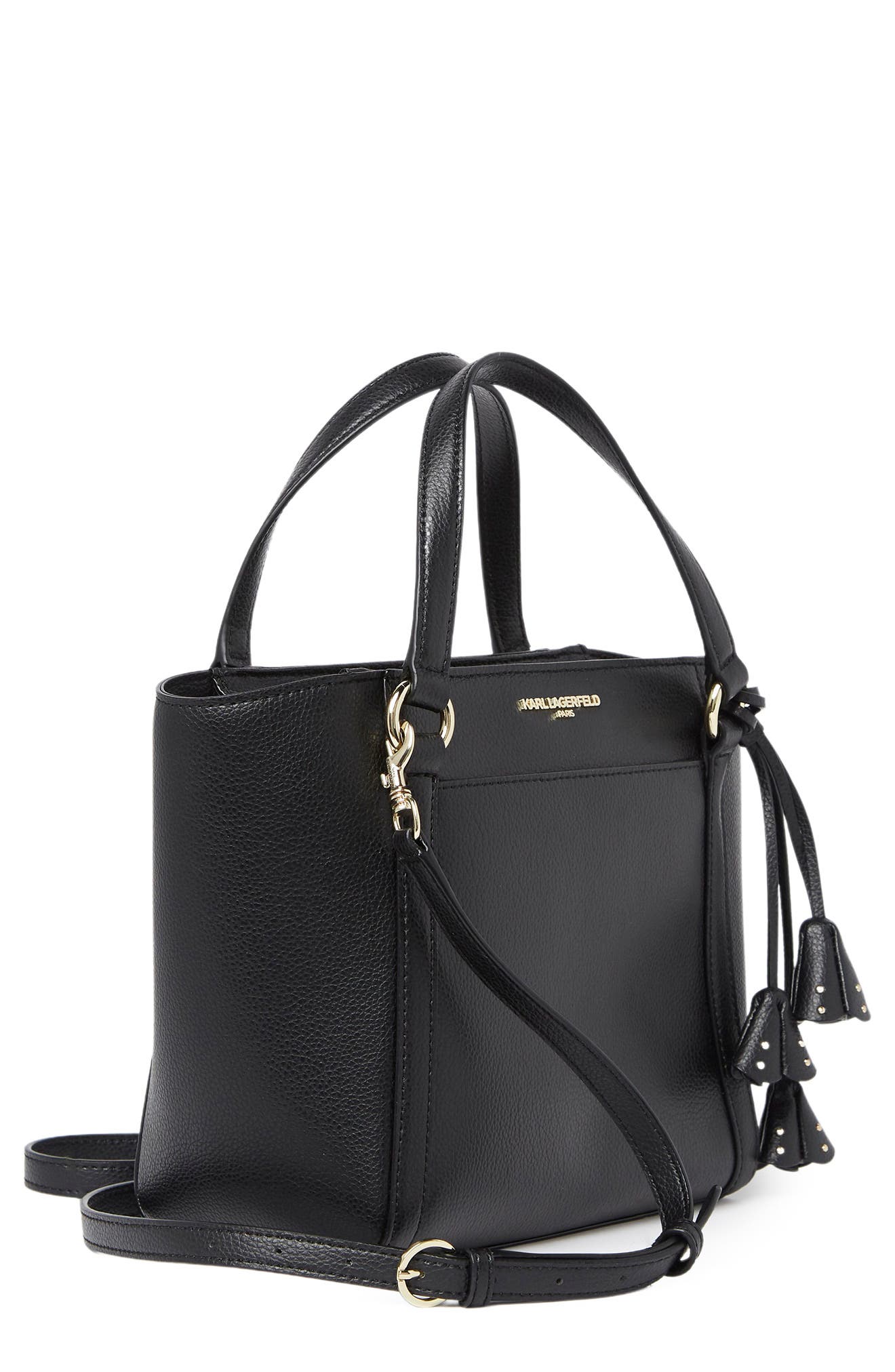 KARL LAGERFELD PARIS Iris Small Leather Satchel, Alternate, color, 