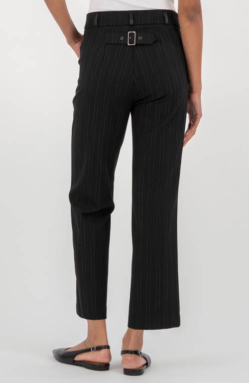 Kut From The Kloth Faye High Waist Pinstripe Ankle Wide Leg Pants In Black