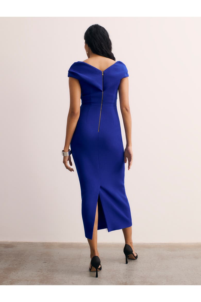 Bodycon Short Sleeve V-Neck Midi Dress, Alternate, color, Blue