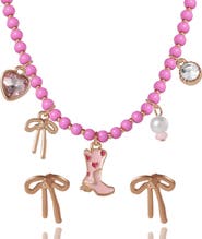 Jessica Simpson Kids Kids Charm Necklace & Earrings Set