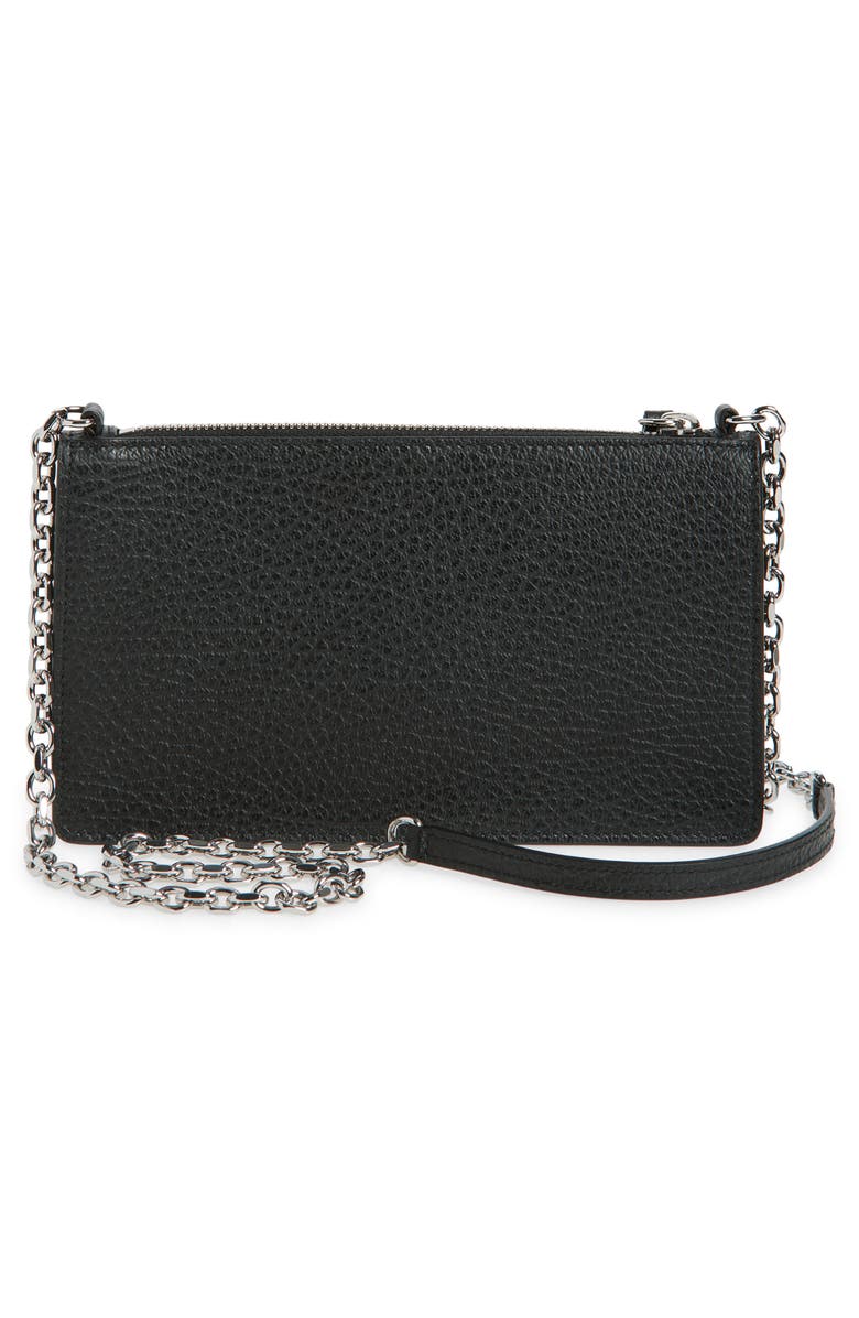 Maison Margiela Grained Leather Wallet on a Chain, Alternate, color, Black