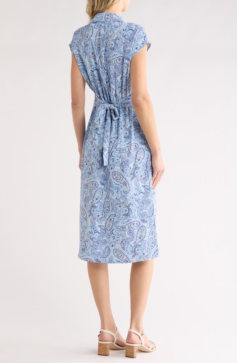 Lucky Brand Tie Waist Midi Shirtdress, Alternate, color, Light Blue Paisley