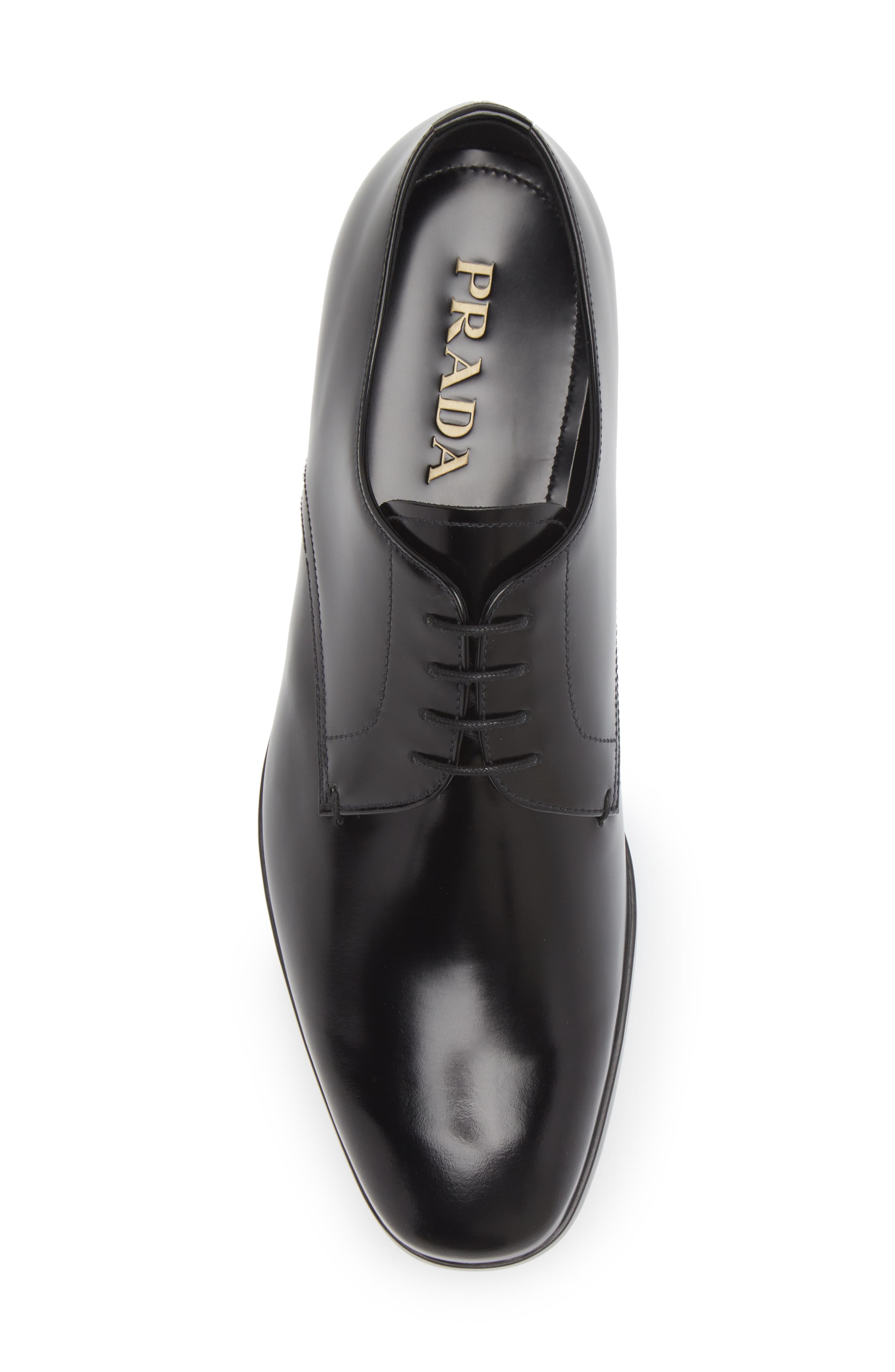 Prada Spazzolato Plain Toe Derby, Alternate, color, 