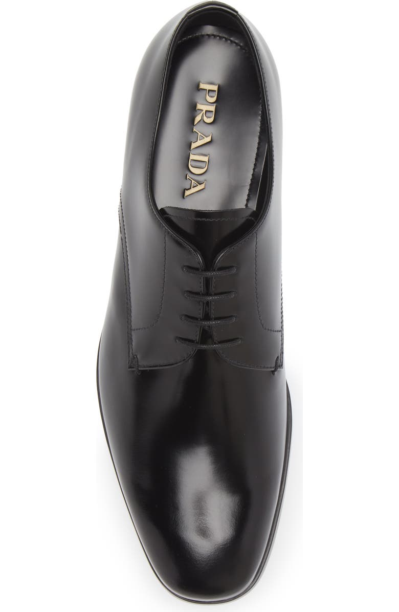Prada Spazzolato Plain Toe Derby, Alternate, color, Nero