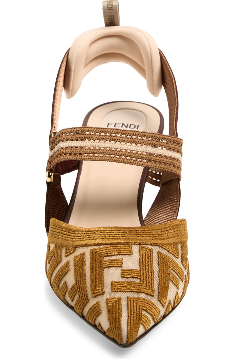 Fendi Colibri Mesh Slingback Pointed Toe Pump, Alternate, color, F1v8t Nudo Rhum