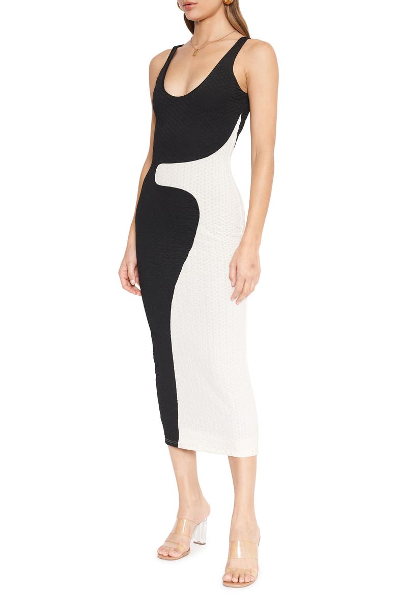 Zenni Colorblock Midi Dress, Alternate, color, BLACK CREAM