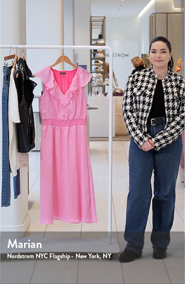 Ruffle Pinstripe Midi Dress, sales video thumbnail