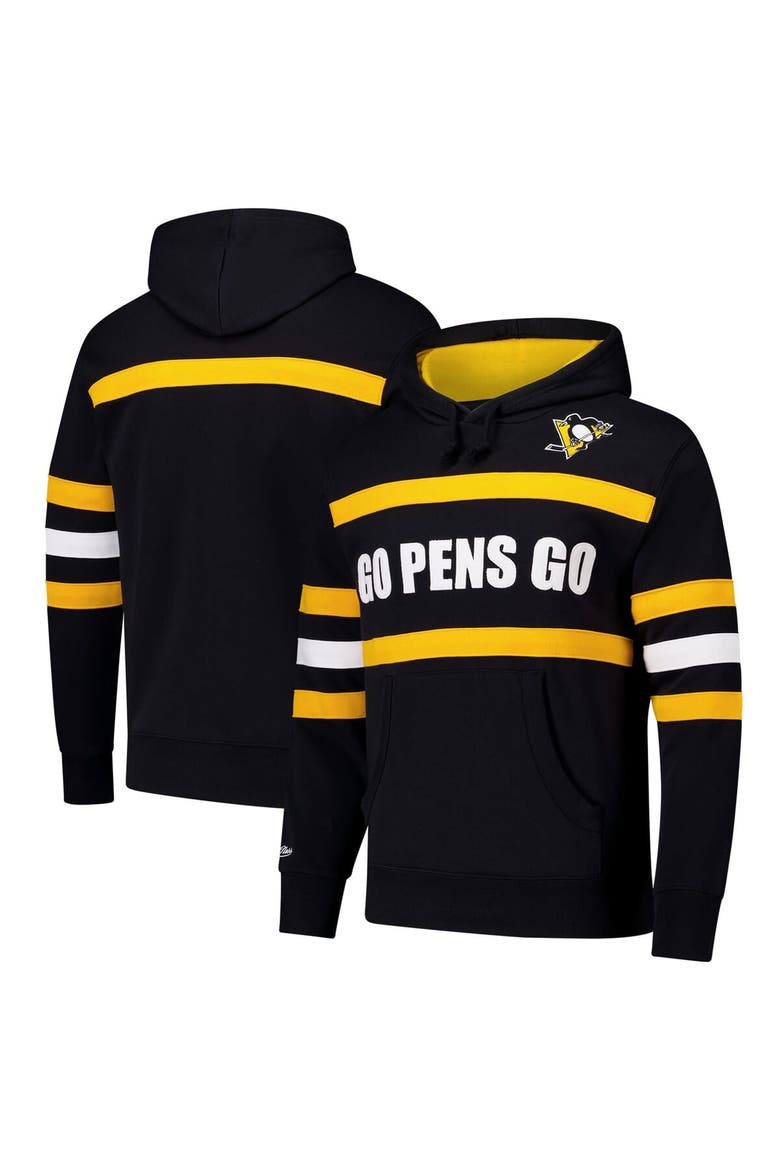 Men's Mitchell & Ness Black Pittsburgh Penguins Head Coach Slogan Pullover Hoodie, Main, color, Black