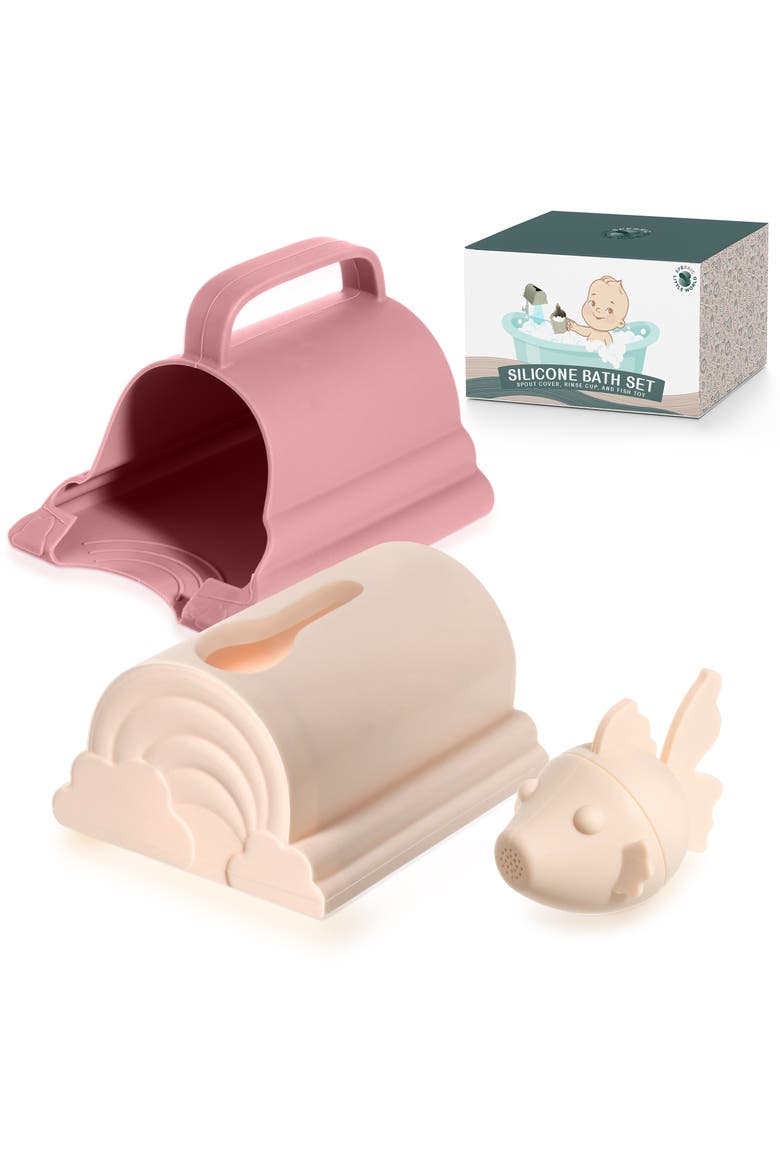 Bath Spout Cover & Baby Bath Rinse Cup Set, Main, color, Pink