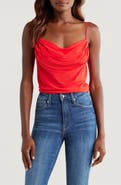 Good American Cowl Neck Bias Cut Chiffon Camisole