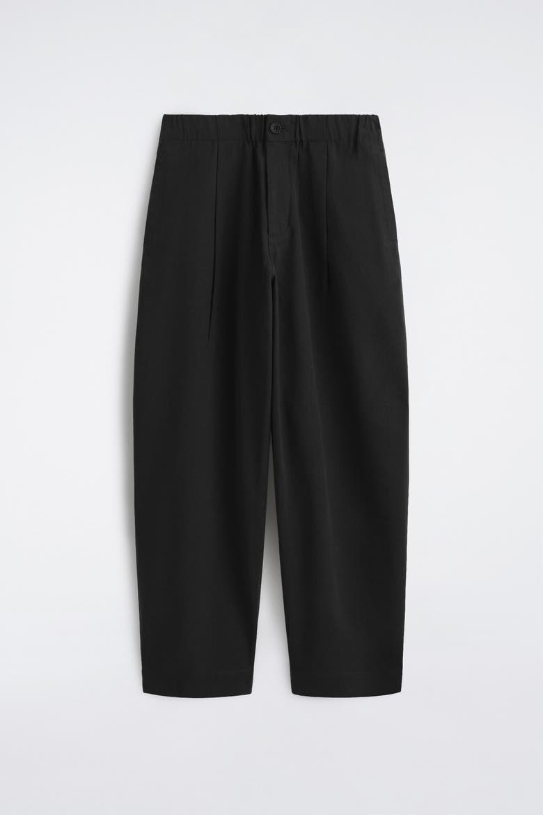 Pleated Relaxed-fit Barrel-leg Pants, Alternate, color, BLACK
