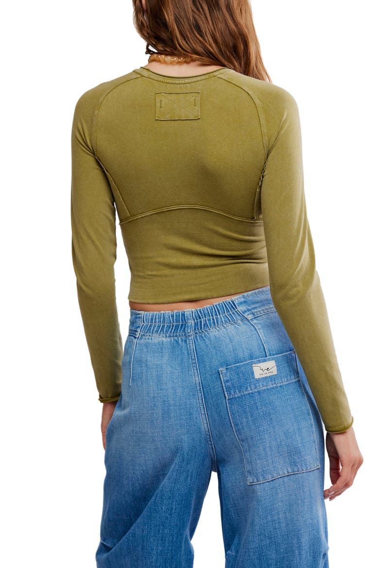 Protagonist Long Sleeve Crop T-Shirt, Alternate, color, GREEN MOSS