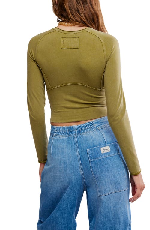 Free People Protagonist Long Sleeve Crop T-shirt In Green
