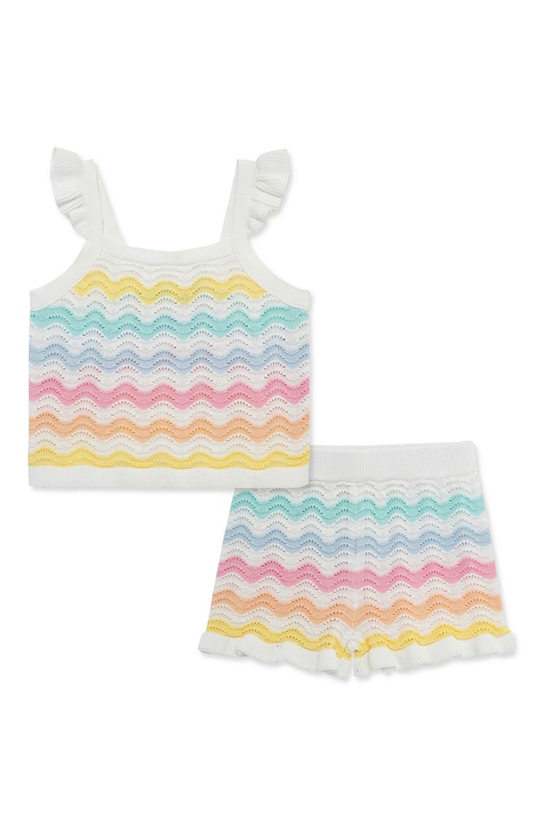 Wavy Pointelle Knit Tank & Shorts Set, Main, color, MULTI STRIPE