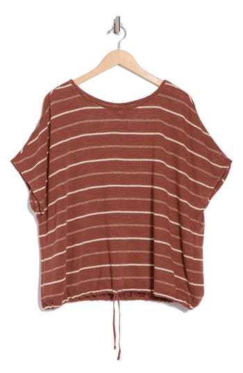 MAX STUDIO MAX STUDIO STRIPE DOLMAN SLEEVE BUBBLE HEM TOP