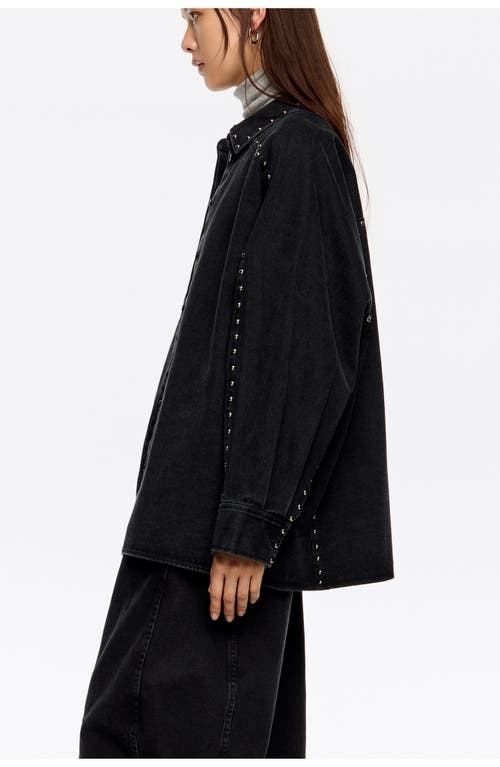 Bimba Y Lola Studded Denim Shirt In Black