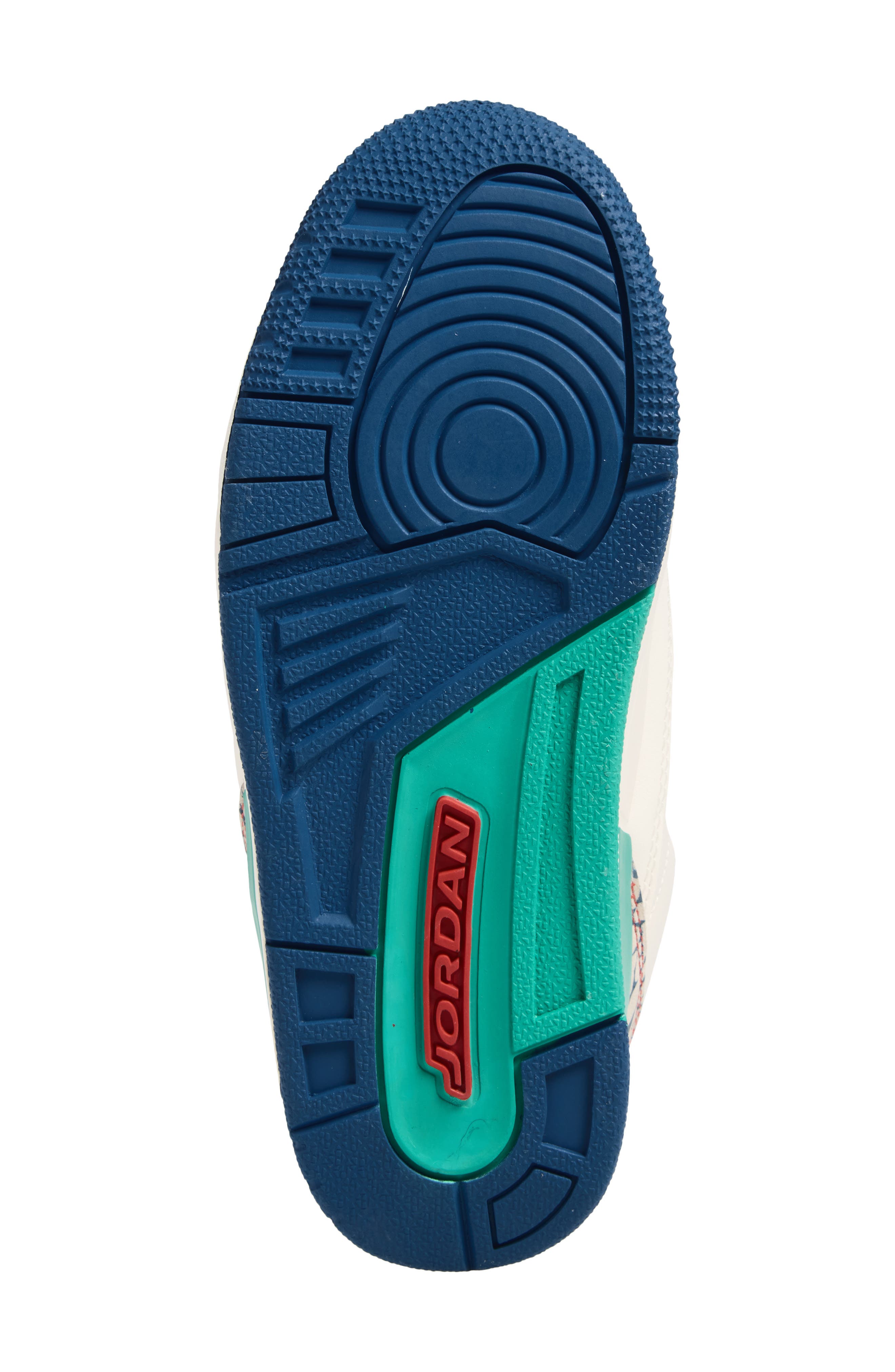 Kids' Air Jordan 3 Retro Sneaker, Alternate, color, CHALK/ TRACK RED/ BLUE/ GREEN