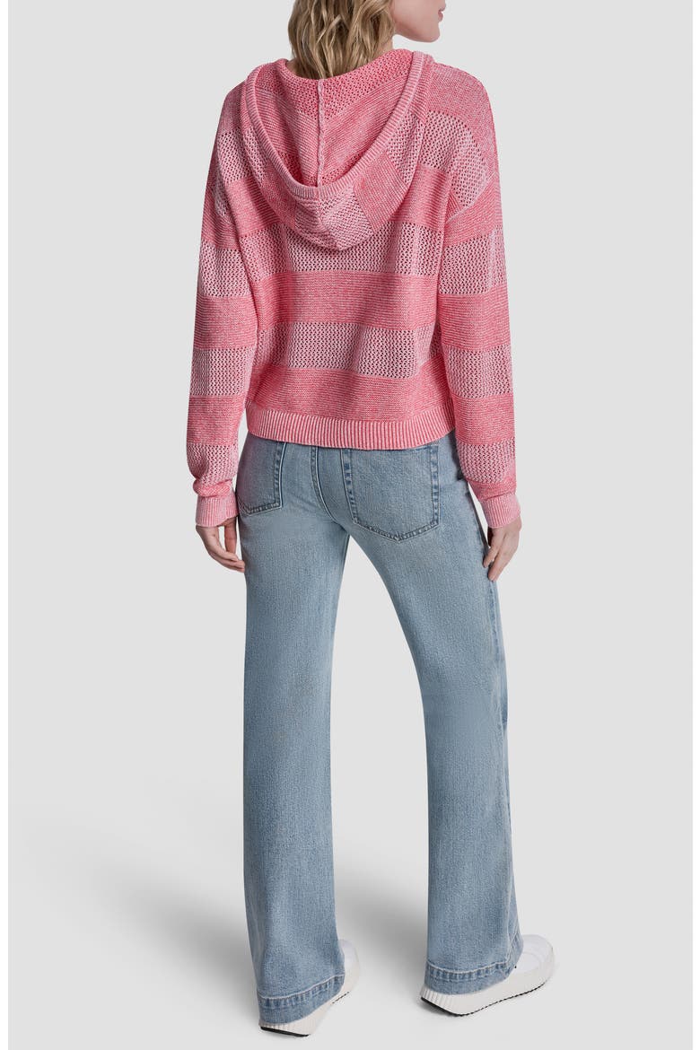 Pointelle Stripe Hooded Sweater, Alternate, color, SUNKISSED