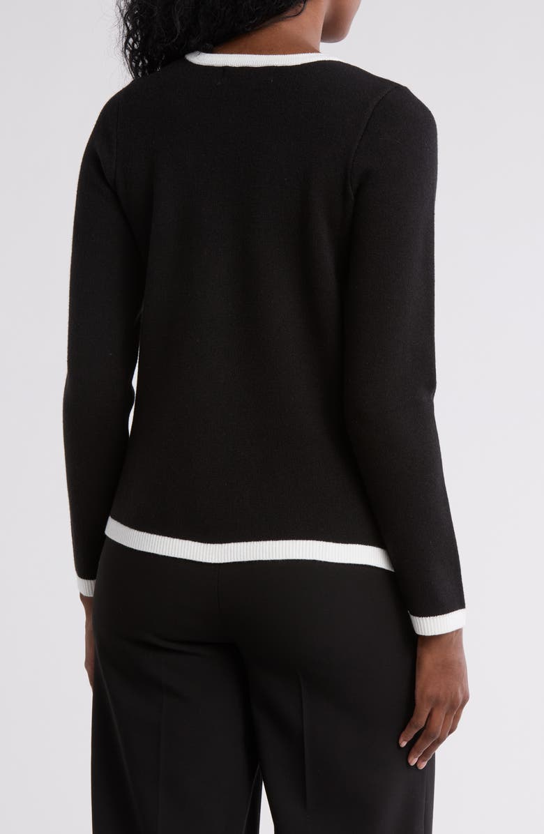 BY DESIGN Halsey Tipped Cardigan, Alternate, color, Black/ Gardenia