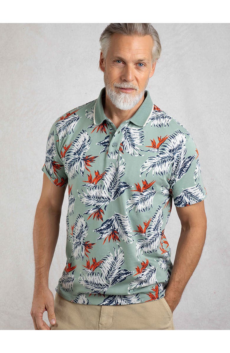 Weird Fish Sarat Printed Polo, Main, color, Mineral Blue