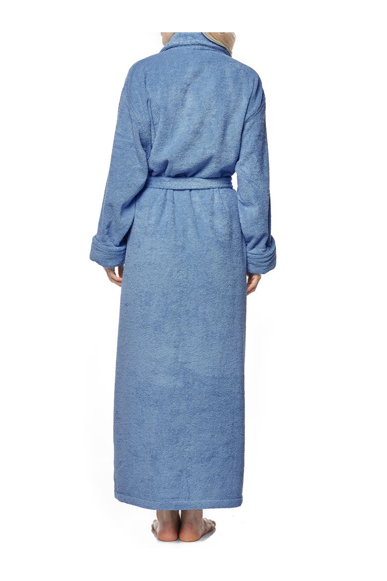 Optimus Long Cotton Bathrobe for Women, Alternate, color, Steel Blue