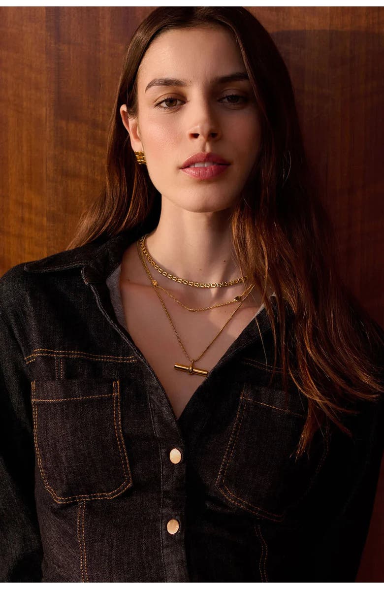 Katie Loxton Themis Waterproof Gold T-Bar Necklace, Alternate, color, Gold