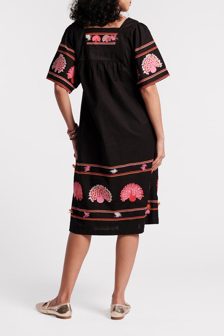 Picnic Peacock Dress, Alternate, color, Black/Multi