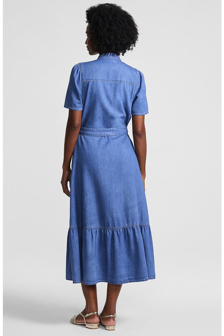 Light Weight Denim Tiered Midi Dress, Alternate, color, Light Indigo