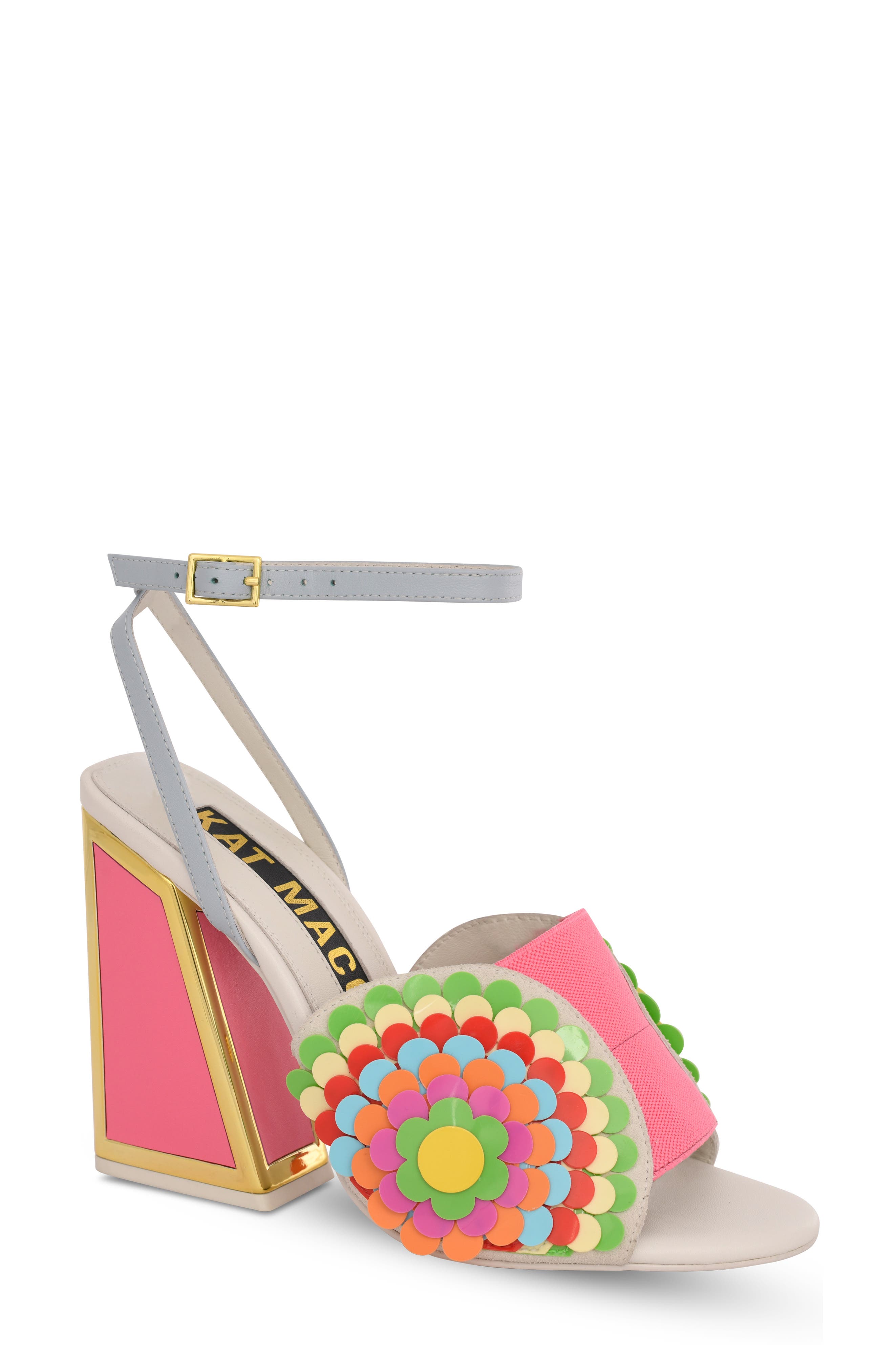 KAT MACONIE Carmel Floral Appliquè Ankle Strap Sandal, Main, color, 
