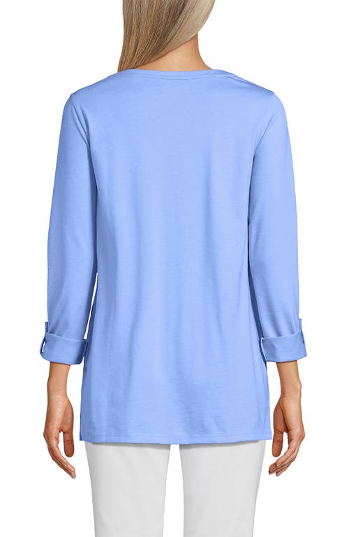 Lands' End Supima Cotton Adjustable 3/4 Sleeve Boatneck Tunic In Blue