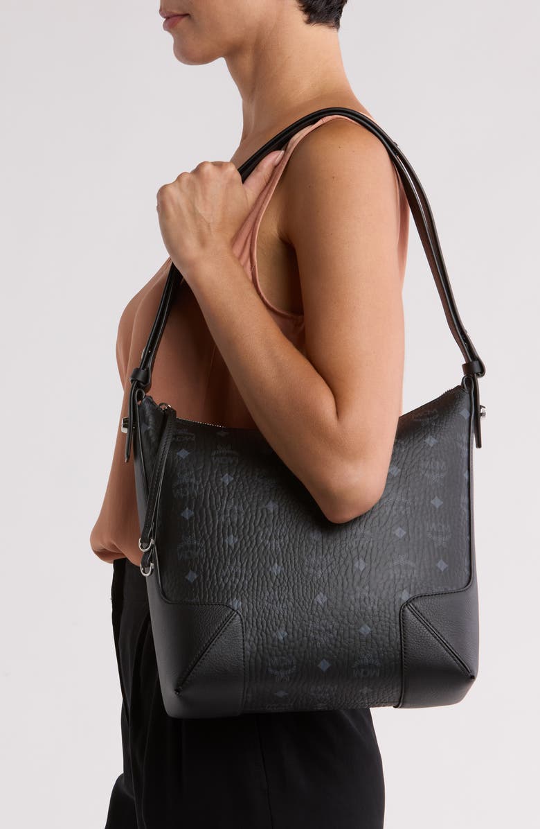 MCM Klara Visetos Medium Coated Canvas Hobo Bag, Alternate, color,