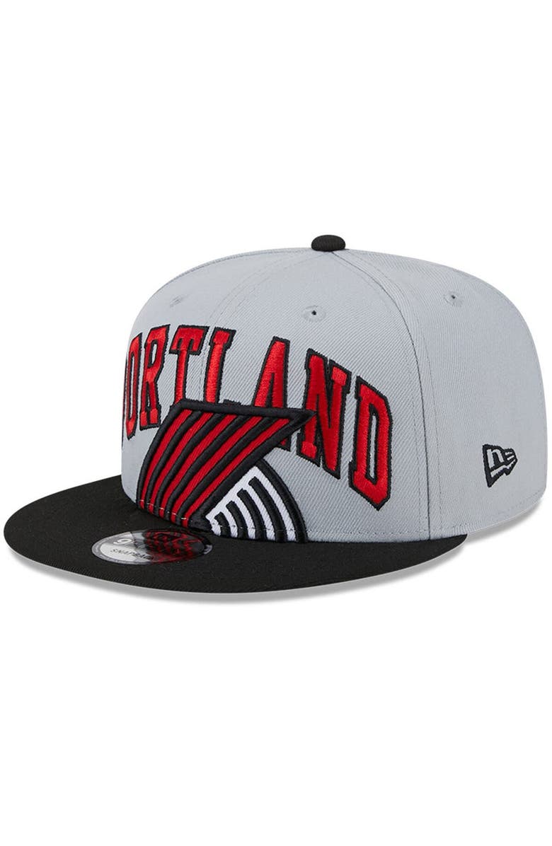 New Era Men's New Era Gray/Black Portland Trail Blazers Tip-Off Two-Tone 9FIFTY Snapback Hat, Main, color, Gray