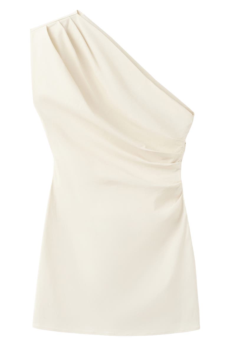 Knoty Pleated One Shoulder Minidress, Alternate, color, OFF WHITE