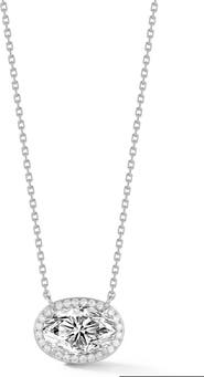 GLAZE JEWELRY Oval Moissanite Halo Pendant Necklace