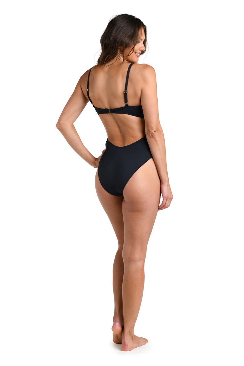 Island Goddess Cutout Monokini One-Piece Swimsuit, Alternate, color, BLACK