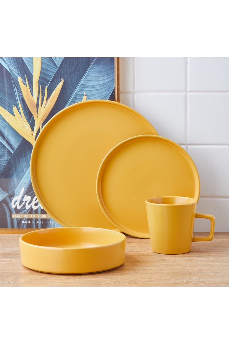Cleo Stoneware 32-Piece Dinnerware Set, Alternate, color, Yellow