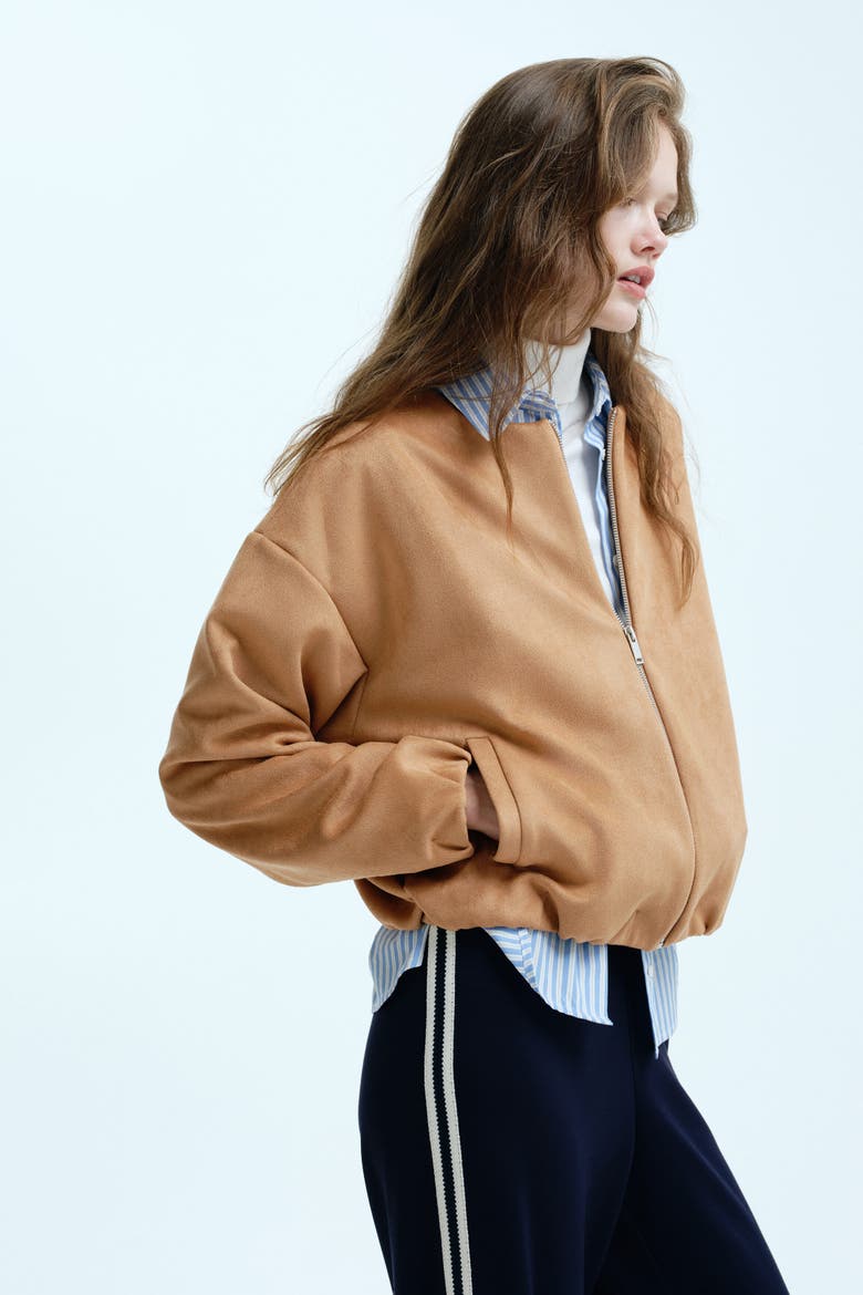 Oversized Jersey Jacket, Alternate, color, Dark beige