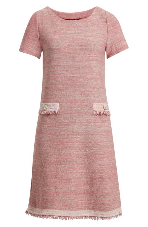 Misook Fringe-trim Melange Knit Shift Dress