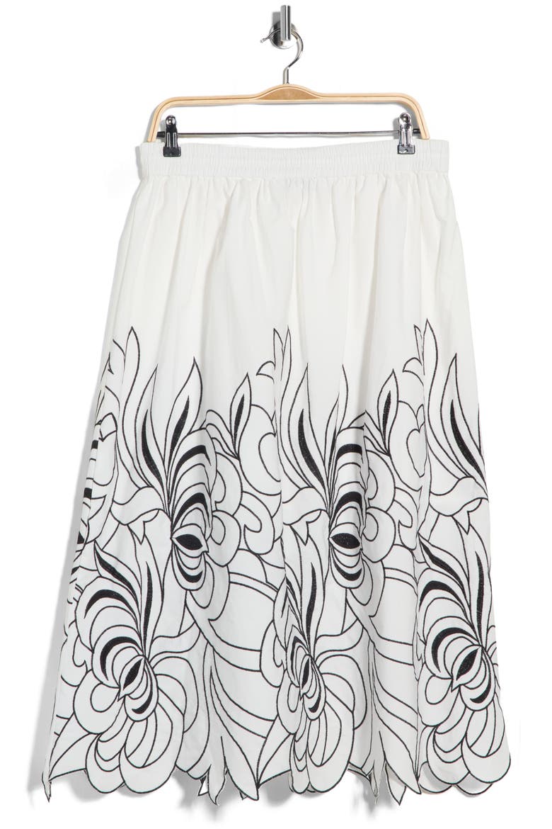 Embroidered Tassel Tie Front Skirt, Alternate, color, WHITE/ BLACK