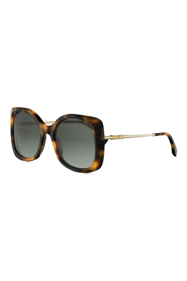 Fendigraphy 55mm Gradient Square Sunglasses, Alternate, color, BLONDE HAVANA / GRADIENT GREEN