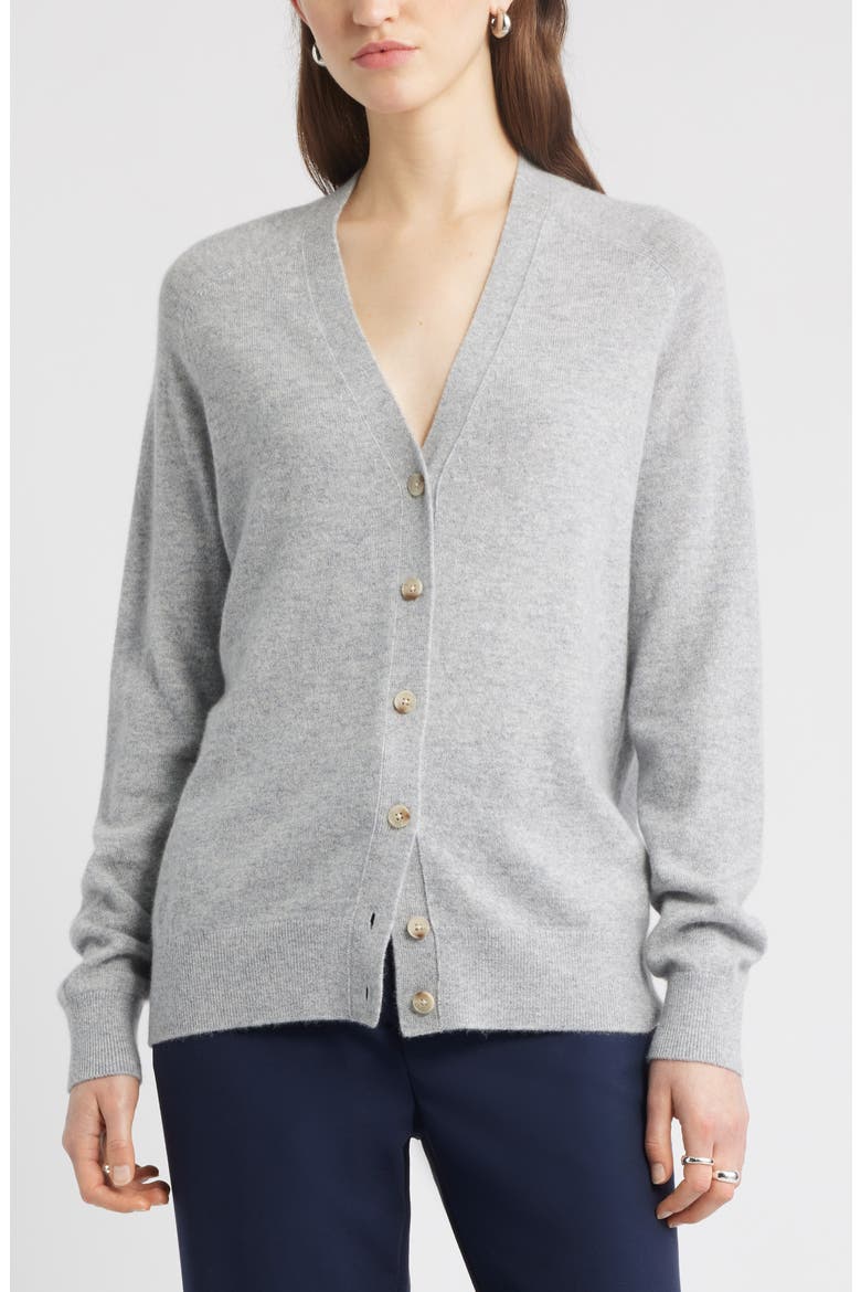 Cashmere V-Neck Cardigan, Main, color, GREY SILK HEATHER