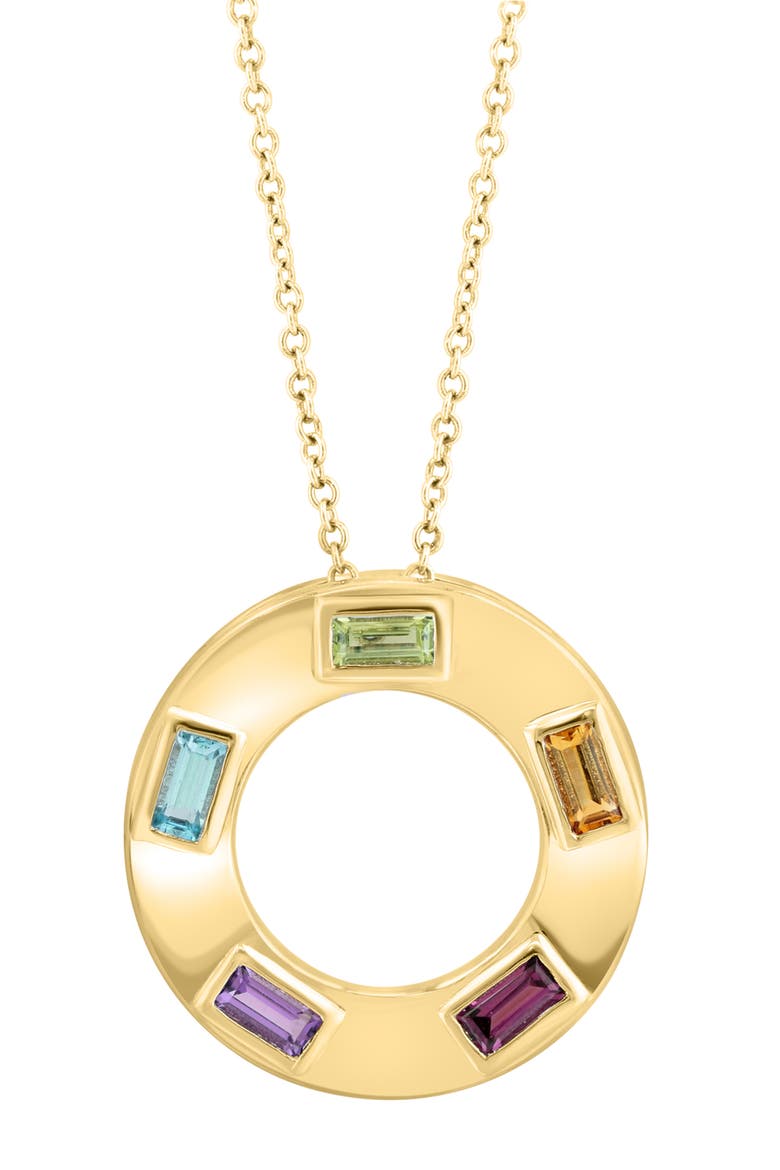 Semiprecious Stone Open Circle Pendant Necklace, Main, color, MULTI