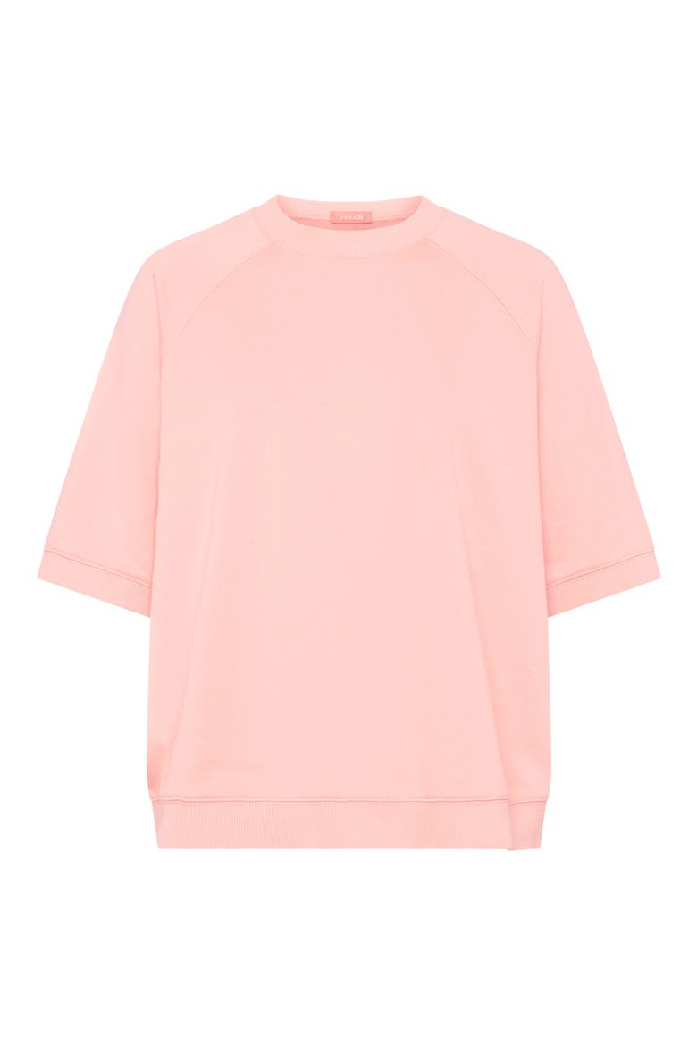Elbow-Sleeve Cotton Blend French Terry Sweatshirt, Alternate, color, PEACHETTE