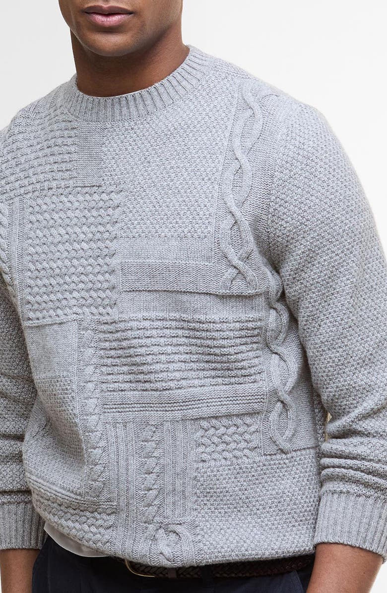 Barbour Casey Textured Wool & Cotton Crewneck Sweater, Alternate, color, Grey Marl
