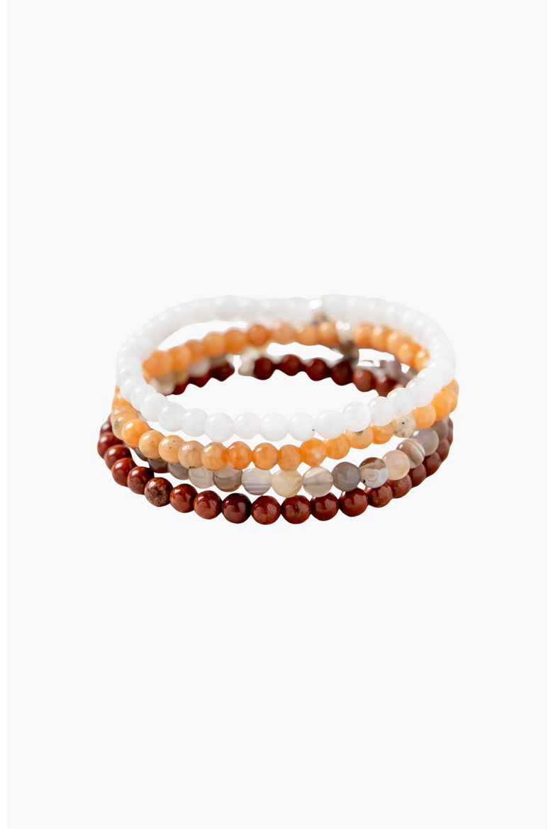 Cancer Bracelet Set, Main, color, White / Red / Orange / Beige