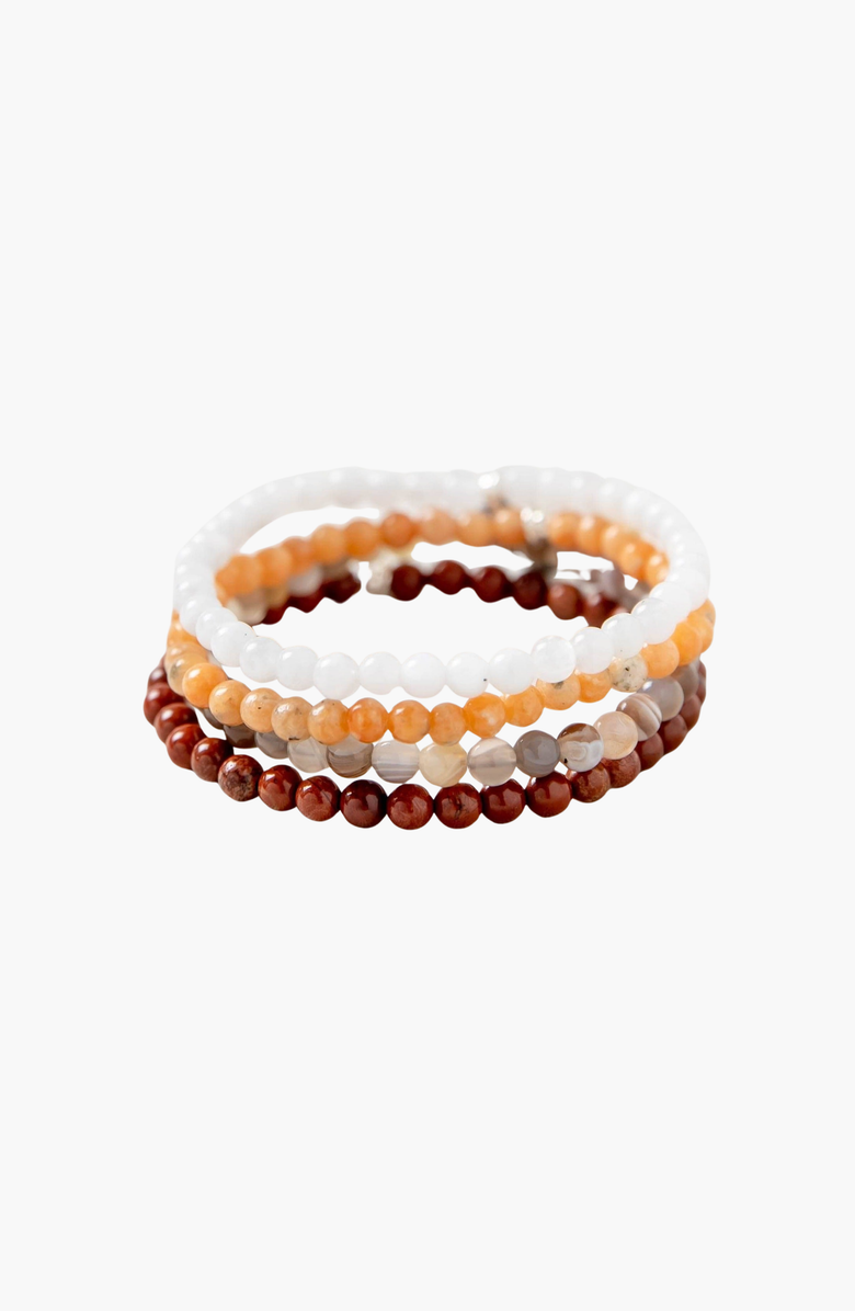 Tiny Rituals Cancer Bracelet Set, Main, color, White / Red / Orange / Beige