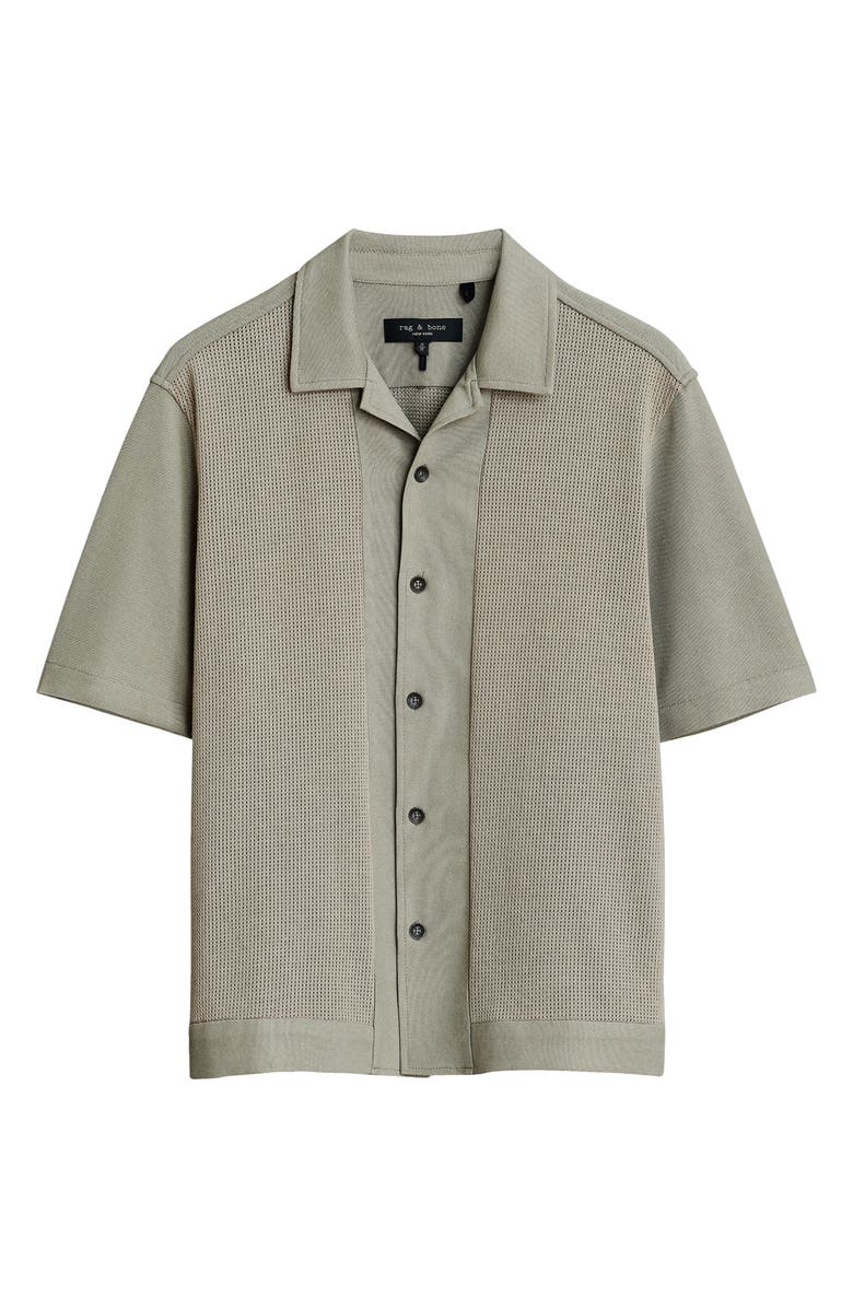 rag & bone Avery Short Sleeve Cotton Mesh Button-Up Shirt, Alternate, color, 